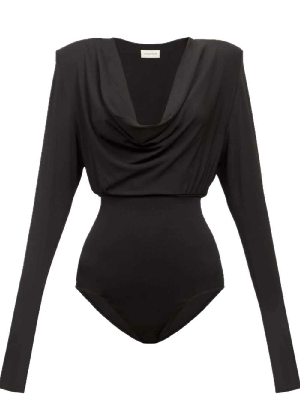 ALEXANDRE VAUTHIER Black Draped Cowl Neck Long Sleeve Bodysuit M